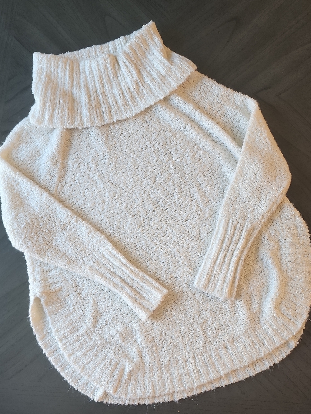 Faded Glory White Cowl-Neck Sweater ith 3/4 Sleeves- Size M